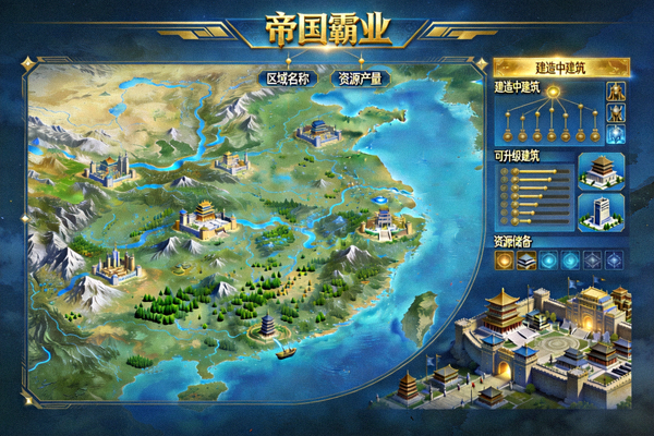 网页游戏《帝国霸业》宏大的战略地图与城市建设界面